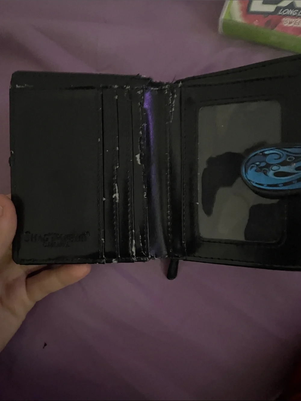 Black with blue decorated wallet